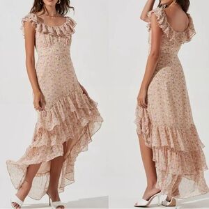 ASTR the label magnolia ruffled high low floral maxi